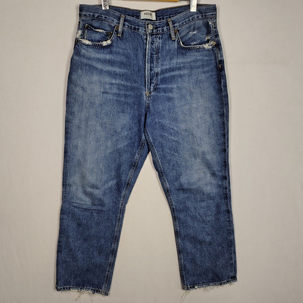 AGOLDE Riley High Rise Straight Leg Cropped Jeans Blue A056C-983 Size 31